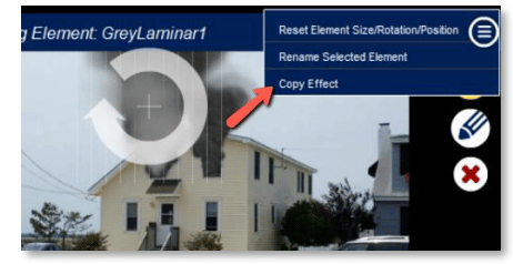 Selecting a fire simulation effect