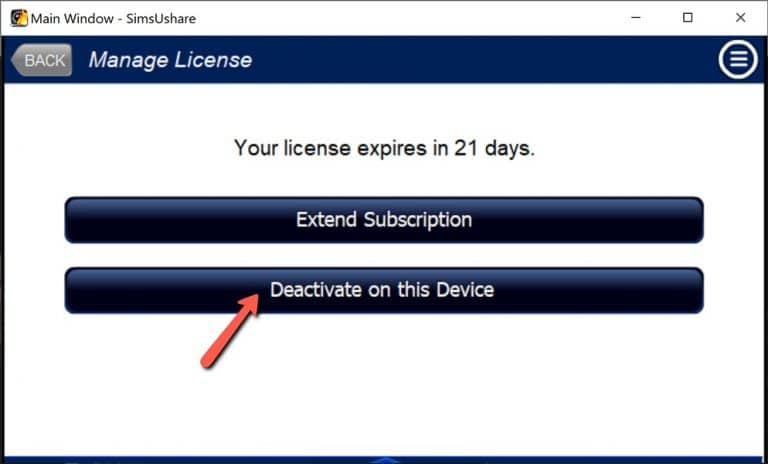 Deactivating a License on this device